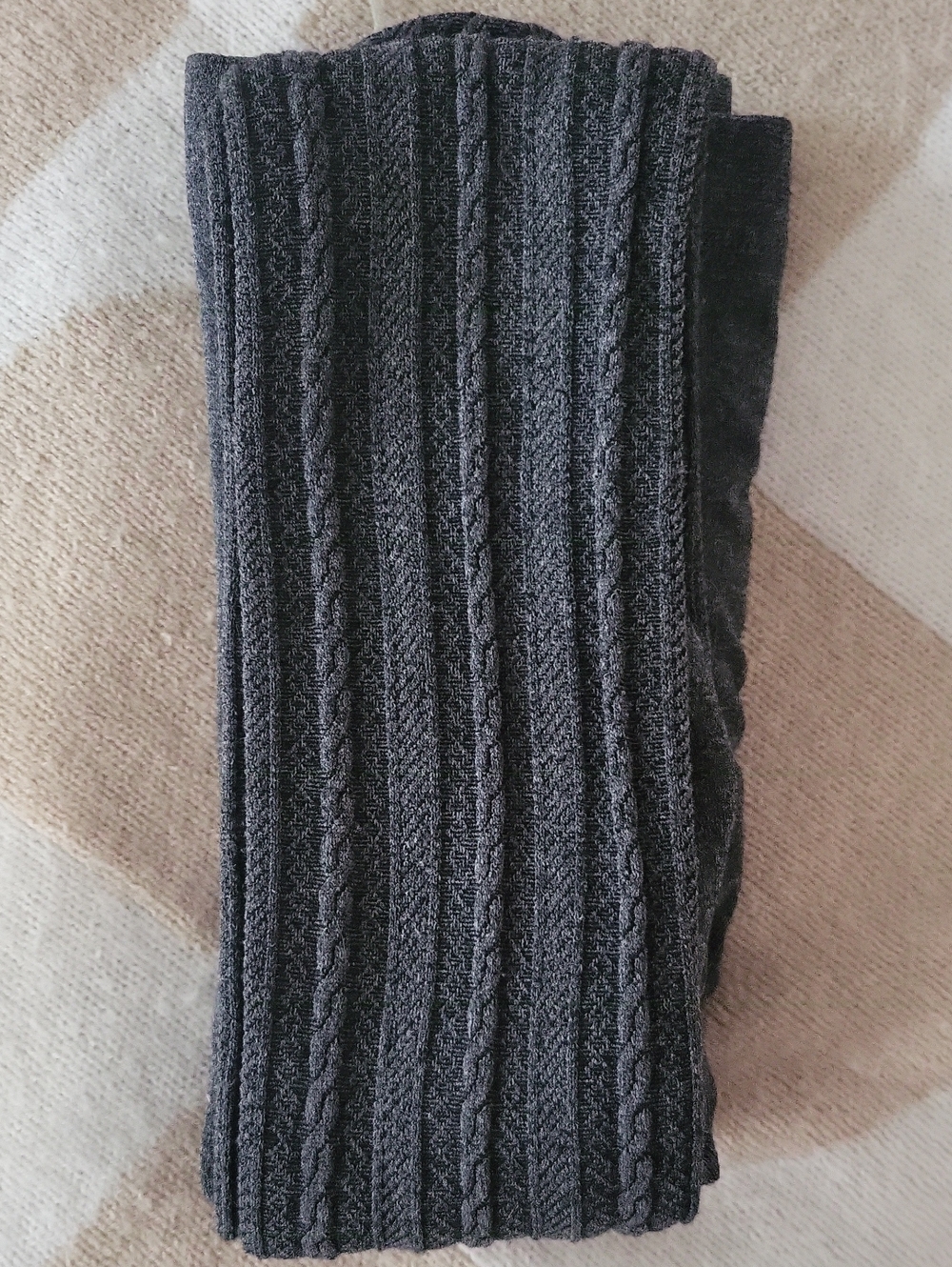 🩶 Cozy Gray Cable-Knit Sweater Tights / Stockings